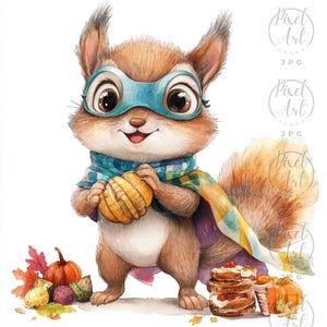 Whimsical Squirrel Clipart Sidekick Collection Woodland Hero JPG 22 Images for Kids Books Greeting Cards Digital Designs