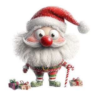 Quirky Santa Claus Clipart Set, 23 PNGs, Funny Christmas Santa Illustrations for Holiday Cards & Crafts, Cute Santa Claus, Funny Santa Claus