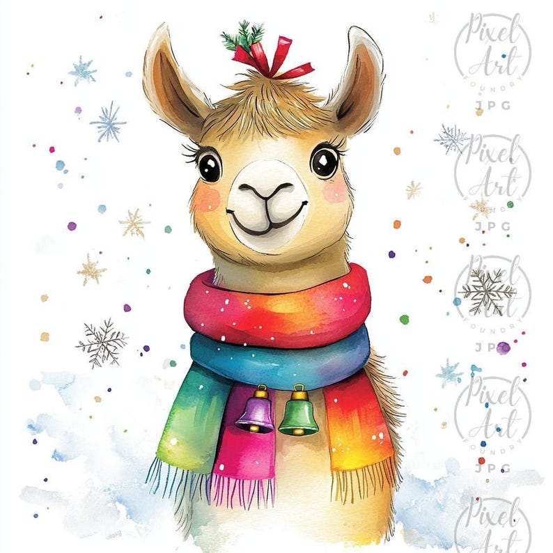 Festive Holiday Llamas Clipart Christmas Decor Quirky Crafts ...