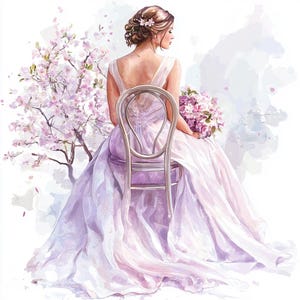 Elegant Bride Watercolor Clipart 19 JPG Floral Art Wedding Decor Scrapbooking Gift Boutique Artistic Charm Wedding Decor Timeless  Bridal