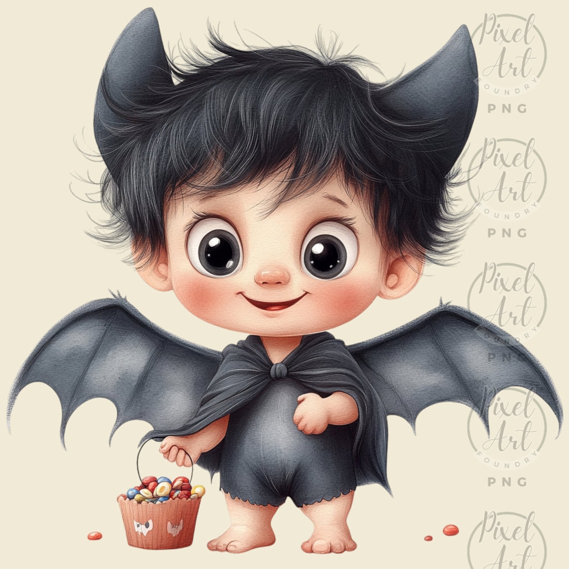 Quirky Halloween Baby Boys Clipart Collection 25 PNG Images Adorable