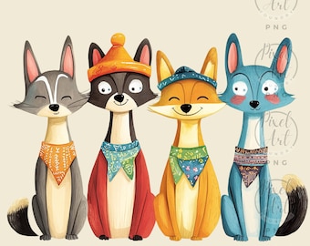 Boho Woodland Animals Clipart Set: Whimsical Forest PNG