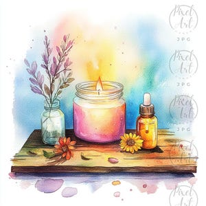 Rustic Candle Maker Clipart Collection Handcrafted Art Essential Oils Floral Accents Cozy Branding 20 JPG Images