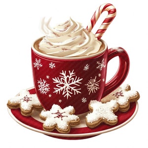 Christmas Hot Cocoa Clipart Set – 18 Festive PNGs, Holiday Cocoa Mugs with Marshmallows, Peppermints & Cookies for Christmas Crafts
