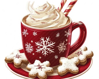 Christmas Cocoa Clipart – Festive Holiday Mugs, PNG Set (Digital Download)