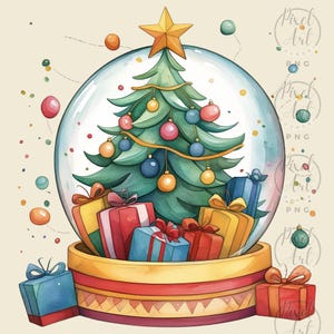 Whimsical Christmas Snow Globe Clipart Set Festive Holiday Scenes 14 PNG Cozy Village Joyful Snowman Digital Design Scrapbooking Cards