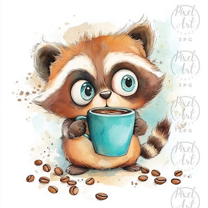 Whimsical Coffee Animal Clipart Collection Cute Critters 21 JPGs Kooky Adorable DIY Projects Scrapbooking Cozy Cafe Vibes