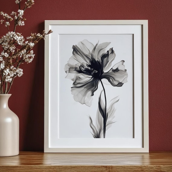 4-teilige Blumen-Leinwandbilder – Abstrakte Botanische Drucke, Je 30x30 Cm, Für Wanddekoration