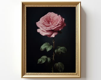 Vintage Pink Rose Oil Painting | Elegant Floral Art (Digital Download)