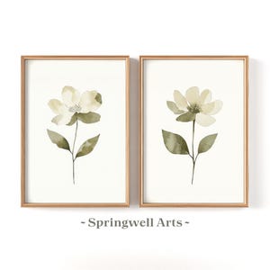 Set med salviagrönt blomtryck, botanisk akvarell (digital nedladdning)