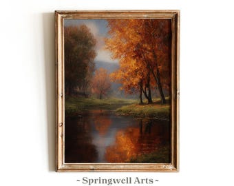 Herbst Seelandschaft Gemälde | Vintage Herbst ART PRINT druckbare Kunst (digitaler Download)