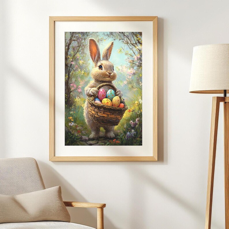 Easter Bunny Print, Spring Nursery Decor, Printable Wall Art (digital