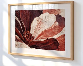 Red Flower Painting, Abstract Floral Art Print, Chic Bedroom Decor, Modern Minimalist Poster, Instant Digital Download, Printable Wall Art