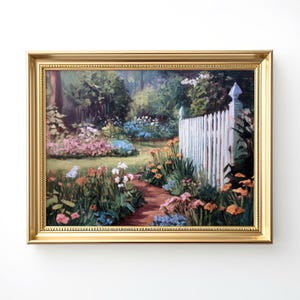 Printable Flower Garden Painting, Vintage Botanical Landscape, Farmhouse Decor, Cottagecore Home Decor, Digital Download Wall Art Print