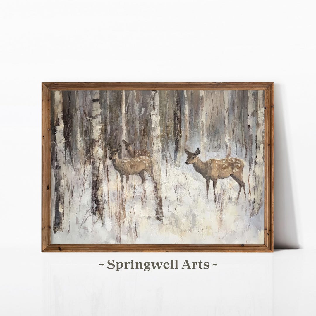 Winter Animal Wall Decor Set of 3. Snowy Forest, Deer