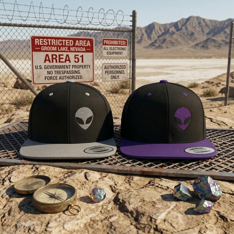 Embroidered Alien Face Hat Two Tone Snapback Cap UFO Alien Head ...