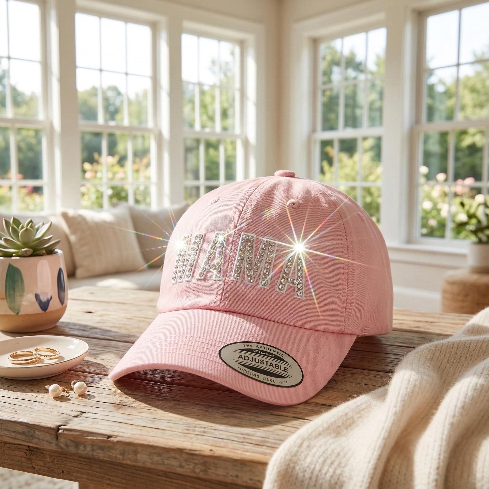 Pink Monogram custom @blingqueendee Baseball Cap with Rhinestone Trim&Chrystals Blinged Out Pink NY Yankees Hat - Etsy main image 2