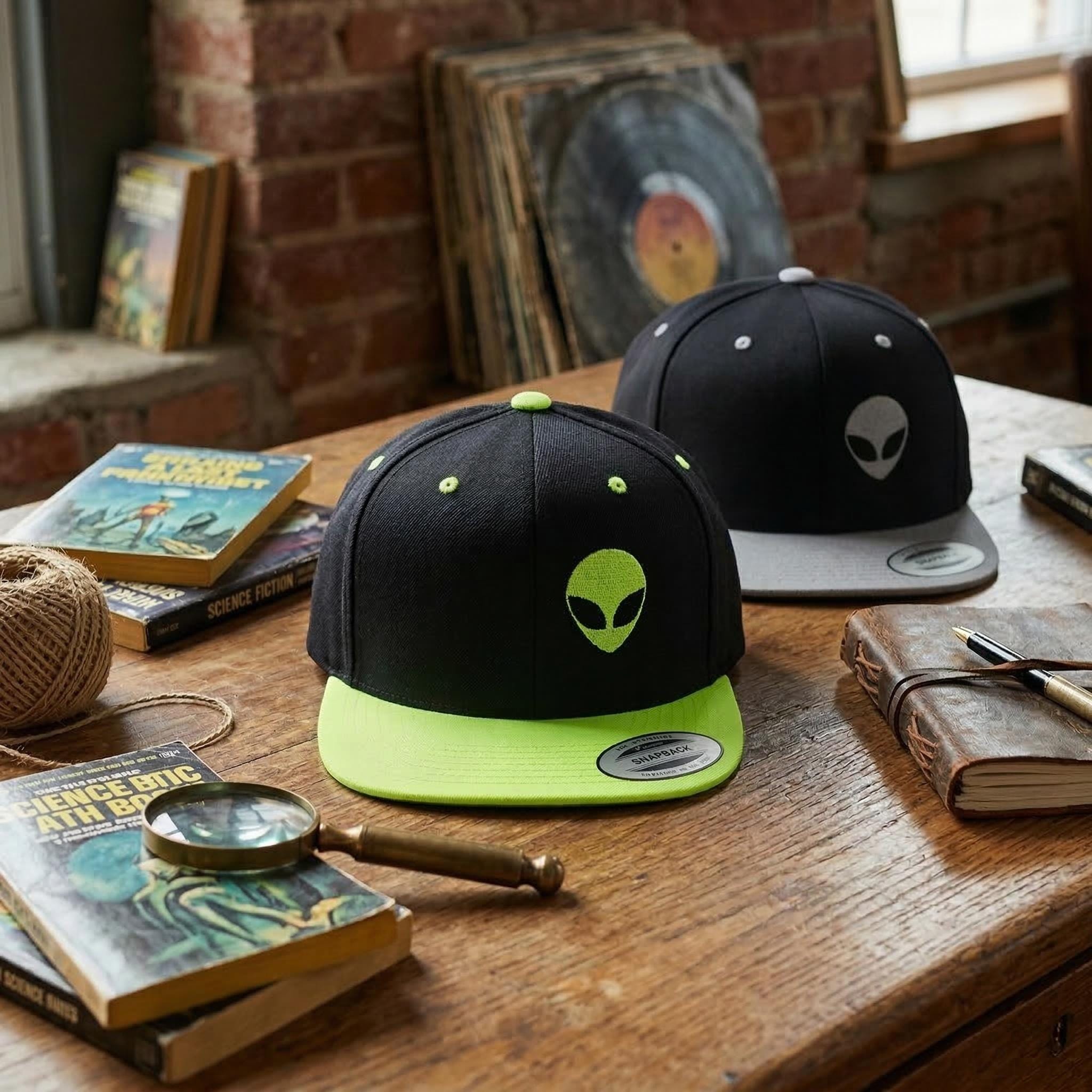 Embroidered Alien Face Hat Two Tone Snapback Cap UFO Alien Head ...