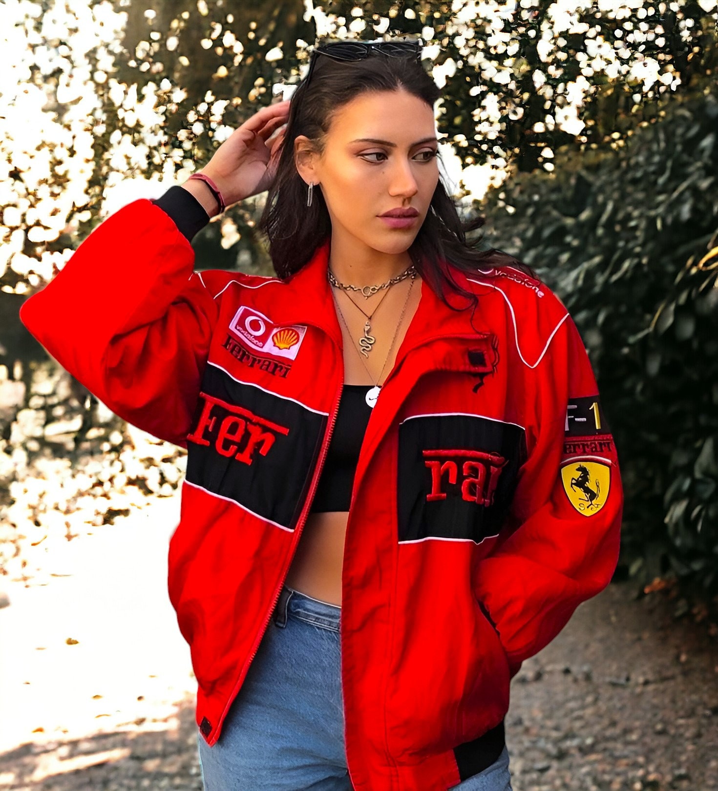 2021 ferrari red black embroidery exclusive jacket sale