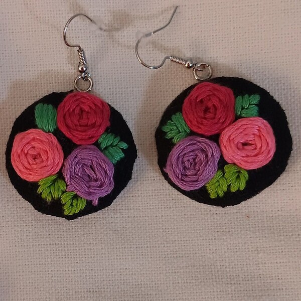 earrings, gift for mom, embroidered earrings, spring jewerly, jewerly, necklace, floral earrings, mom gifts, birthday present, cute earrings