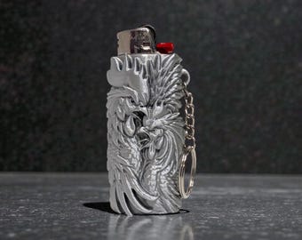 Rooster Lighter Case Keychain