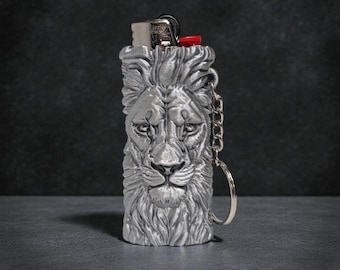 Lion Lighter Case Keychain