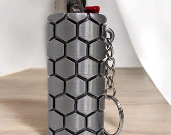 Hexagon Bic Lighter Case Keychain