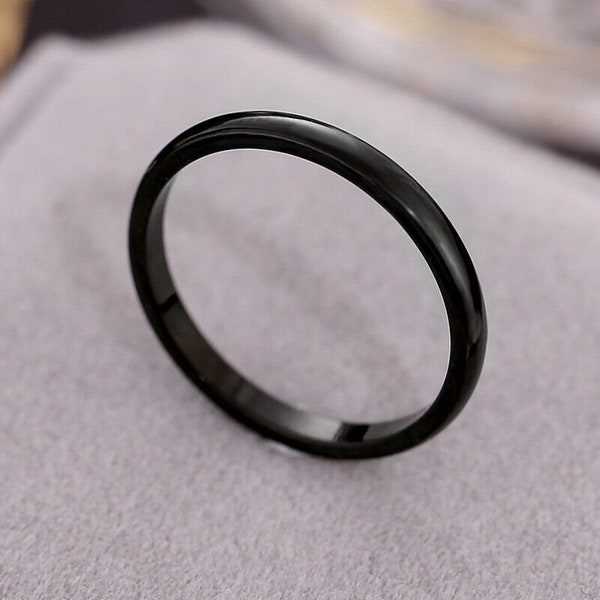 Stainless Steel Band Ring Size 4-6 Black Silver Rose Gold