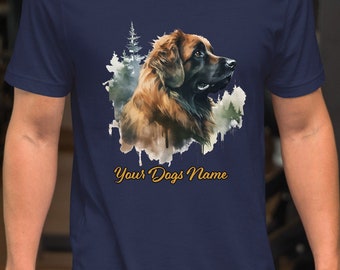 Personalized Leonberger Portrait Shirt - Watercolor Design - Exclusive Dog Artwork - Great Gift for Friends of the Breed!