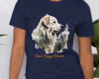 Personalized Pyrenean Mountain Dog Portrait Shirt - Watercolor Design - Exclusive Dog Artwork - Great Gift for Friends of the Breed!