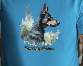 Personalized Miniature Pinscher Portrait Shirt - Watercolor Design - Exclusive Dog Artwork - Great Gift for Friends of the Breed!