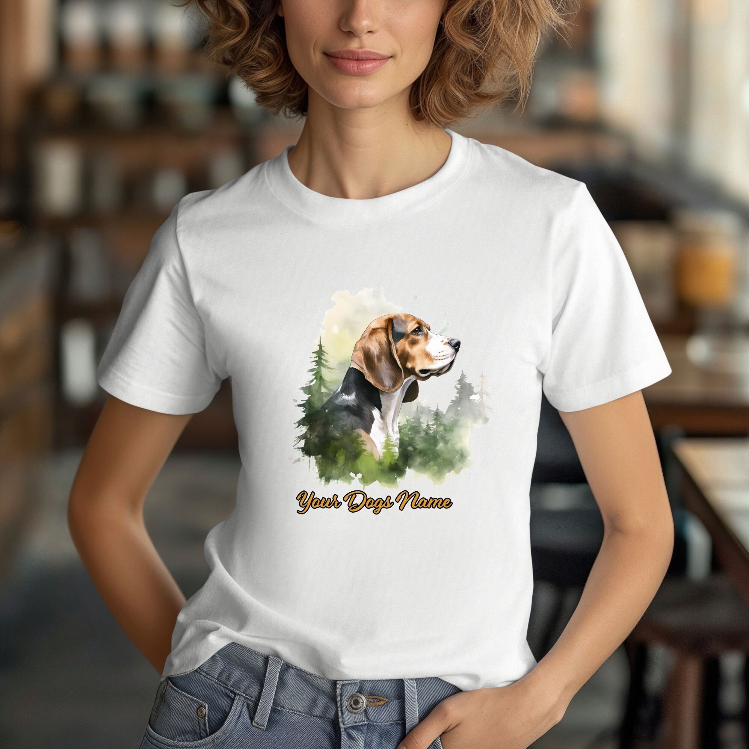 Personalized Beagle Portrait Shirt - Watercolor Design- Exclusive Dog Artwork - Great Gift for Friends of the Breed!