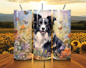Personalized Border Collie Tumbler | Border Collie Mug | Dog Lover Gift | Dog Owner Gift | Custom Dog Tumbler