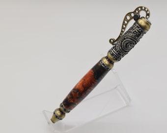 Steampunk Inspired Ballpoint Pen | Custom Handmade Pen | EDC | Everyday Carry | D&D Inspired | TTPRG Accessories | Lava Lake Alumilite Resin