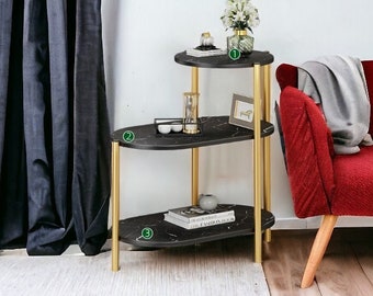 Luxury Multi-Layer Coffee Table, Nordic Style Sofa Couch Corner Table, Decorative Side Table With Gold Metal Legs, Living Room Decoration