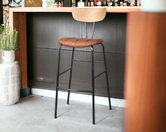 Chaise haute nordique, tabouret de bar avec dossier, design moderne, chaise de cuisine avec repose-pieds, meubles de restaurant de luxe, chaise haute de style rétro