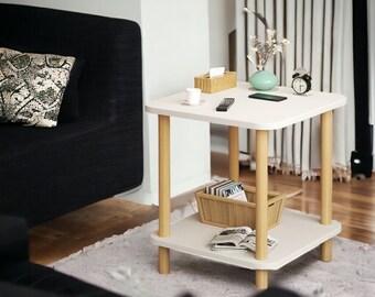 Small Cabinet Bedside Table, Double Layer Sofa Couch Corner Table, Unique Wooden Side Table, Minimalist Furniture, Table For Bedroom