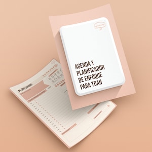 Planificador para TDAH en ESPAÑOL - DURAZNO - Cuaderno imprimible para adultos, agenda, páginas de organización, mentalidad y autocuidado.