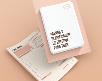 Planificador para TDAH en ESPAÑOL - DURAZNO - Cuaderno imprimible para adultos, agenda, páginas de organización, mentalidad y autocuidado.