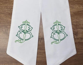Double Initial Chic Monogrammed Wreath Sash | Personalized Wedding Gift | Custom Front Door Decor | Double Letter Monogram | Couples Gift