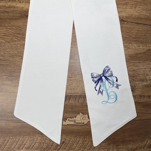Monogram and Bow Initial Wreath Sash | Personalized Door Decor | Custom Embroidered Gift | Letter | Wedding | New Baby Shower