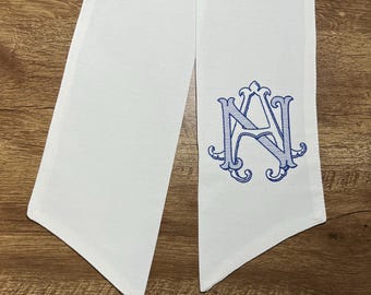 Double Initial Antique Monogrammed Wreath Sash | Personalized Wedding Gift | Custom Front Door Decor | Two Letter Monogram | Couples Gift