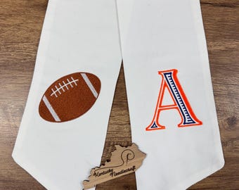 Football Team Spirit Wreath Sash | Monogram Initial with Your Team Colors | Fall Autumn Decor | Pro College Football Season | Game Day Party