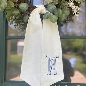 Monogrammed Lined Initial Wreath Sash | SHIPS FAST | Best Seller | Southern Home Accent | Wedding & Holiday Gift | Romanesque