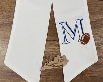 Initial with Football Team Spirit Wreath Sash | Monogram Letter with Team Colors | Fall Autumn Decor | Pro College Season | Game Day Party