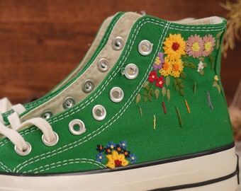 Personalized shoes, Embroidery,Embroidery shoe, Handmade, Chuck Taylor 1970s,Customized,Personalized,Flower shoes, gifts for her