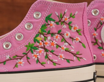 Personalized shoes, Embroidery,Embroidery shoe, Handmade, Chuck Taylor 1970s,Customized,Personalized,Flower shoes, gifts for her