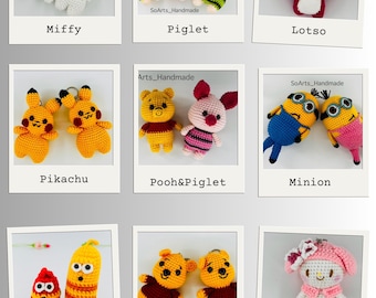 Gehäkelte handgemachte Tier,pooh,Ferkel,Minion,pikachu,lotso/Erdbeerbär,my melody,Miffy,Kaninchen,Larve,Amigurumi,Schlüsselanhänger