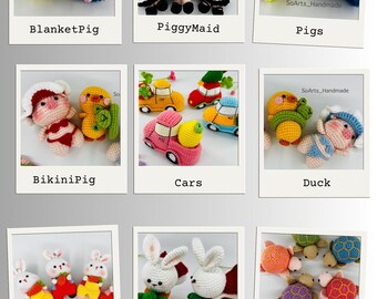 Gehäkelte handgemachte Schwein,Kaninchen,Schildkröte,Ente,Auto,Amigurumi,Stofftier,Plüschtier,Kind Spielzeug