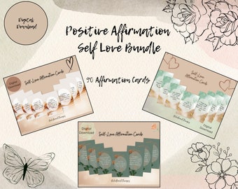 Daily Self-Love Positive Affirmations, Affirmation Bundle, Daily Affirmations, Self-esteem tool, therapy tools, self-help, Therapist Bundle